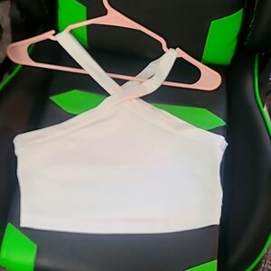 L White Shein Crop Top